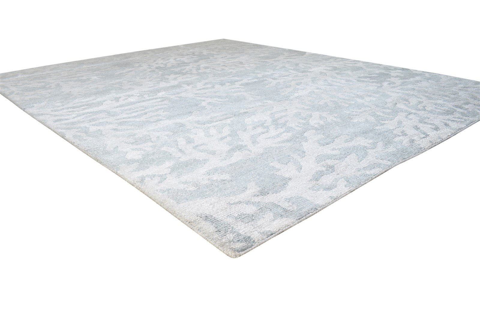 Babbette 8X9 Rug Rayon From Bamboo Grey Modern Hand Knotted French Floral   7864494555285
