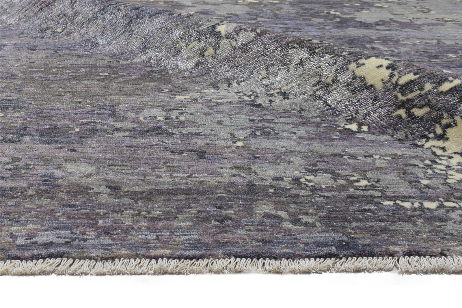 9' X 12' Rug Silk Grey Modern Hand Knotted Indian Abstract Extra Large Carpet   7864321343637