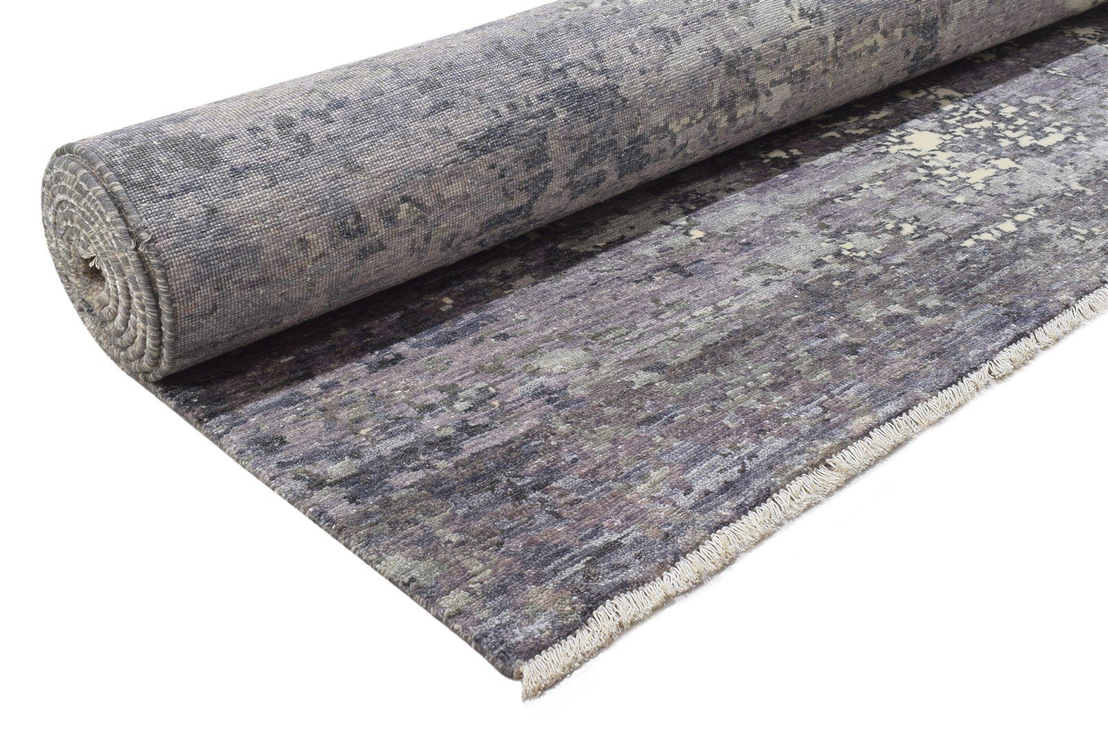 9' X 12' Rug Silk Grey Modern Hand Knotted Indian Abstract Extra Large Carpet   7864321343637