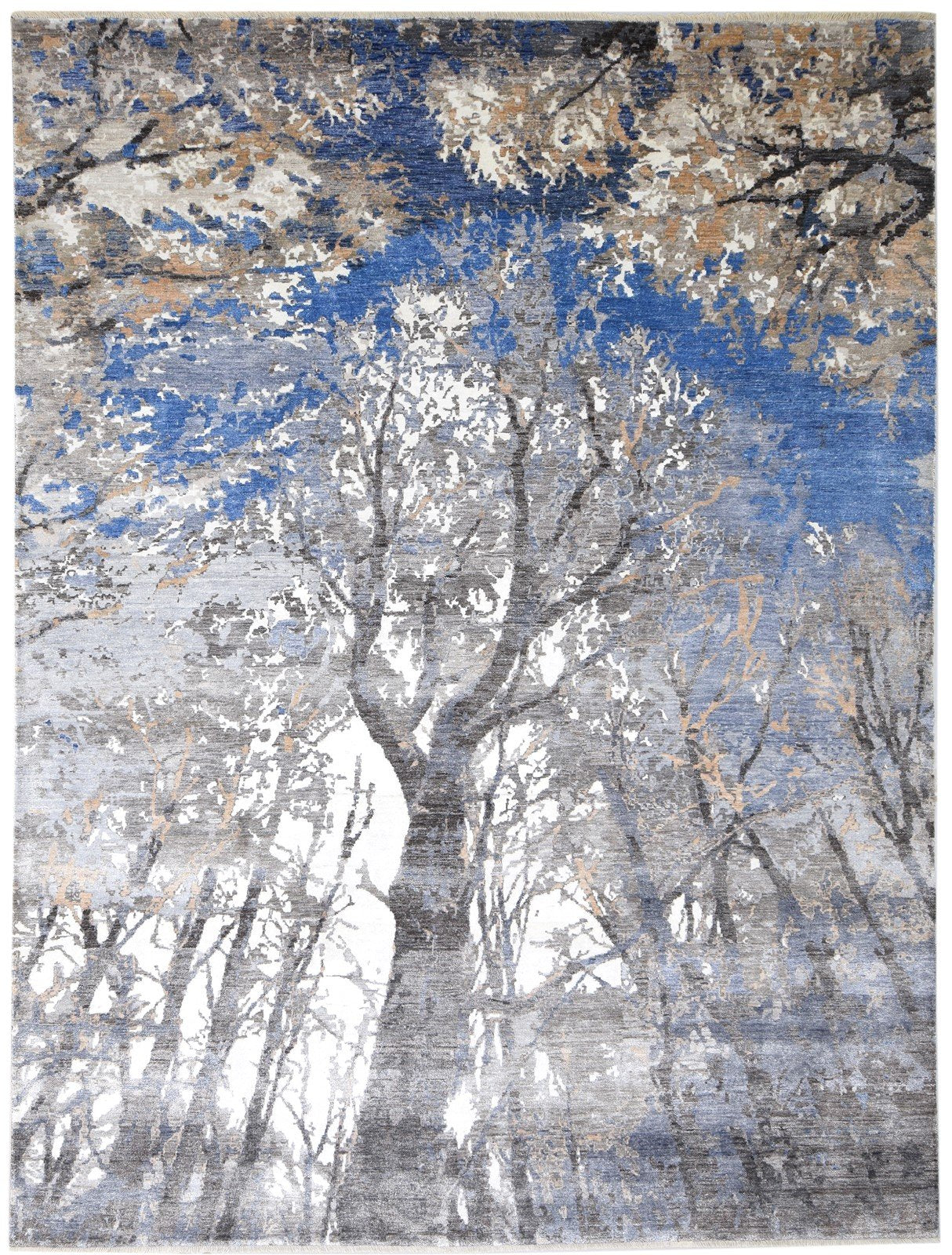9' X 12' Rug Silk Grey Modern Hand Knotted Indian Abstract Large Carpet   7864321147029