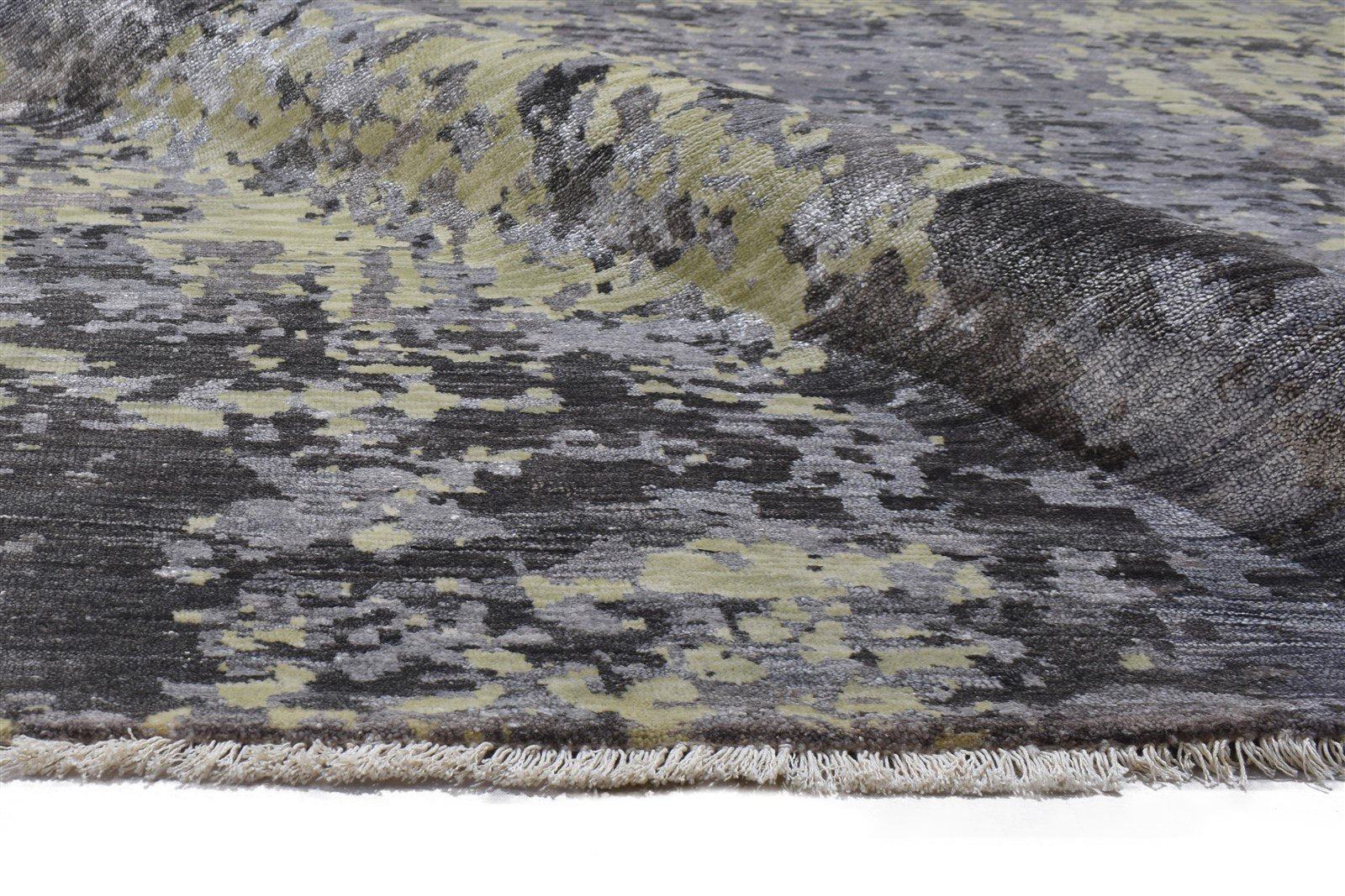9' X 12' Rug Silk Sage Modern Hand Knotted Indian Abstract Large Carpet   7864321605781