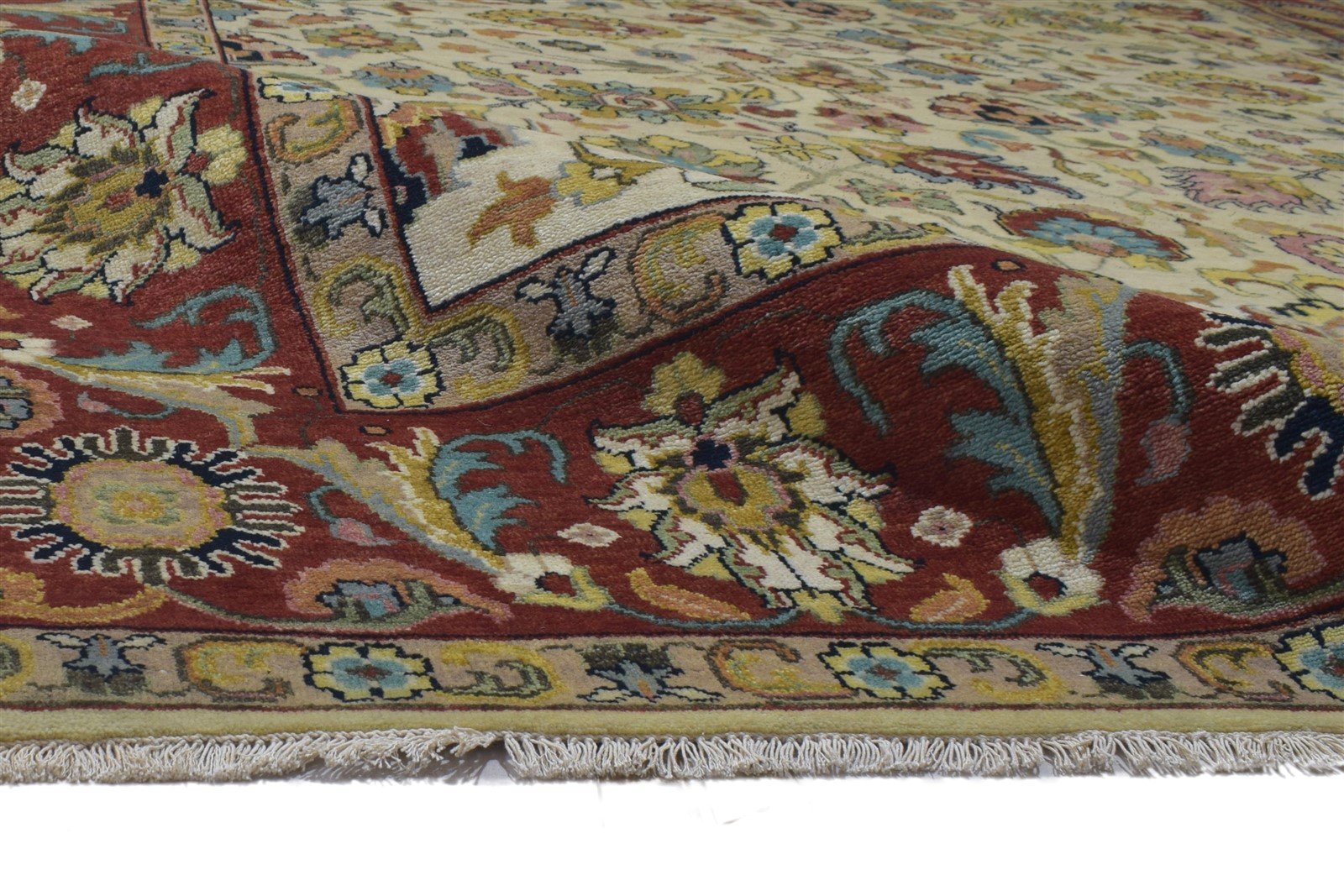 9' X 12' Rug Wool Beige Persian Hand Knotted Mughal Oriental Large Carpet   7864201740437