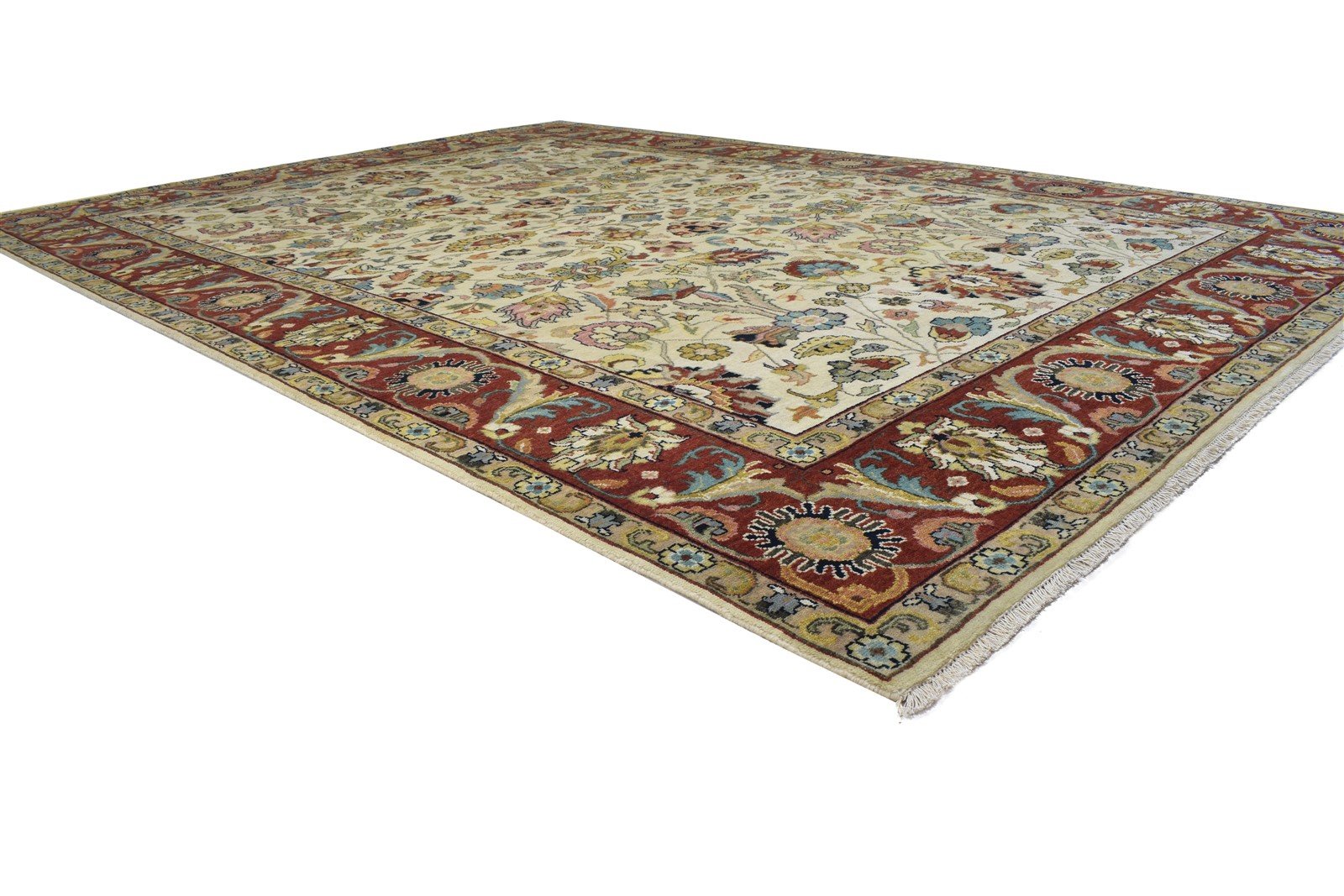 9' X 12' Rug Wool Beige Persian Hand Knotted Mughal Oriental Large Carpet   7864201740437