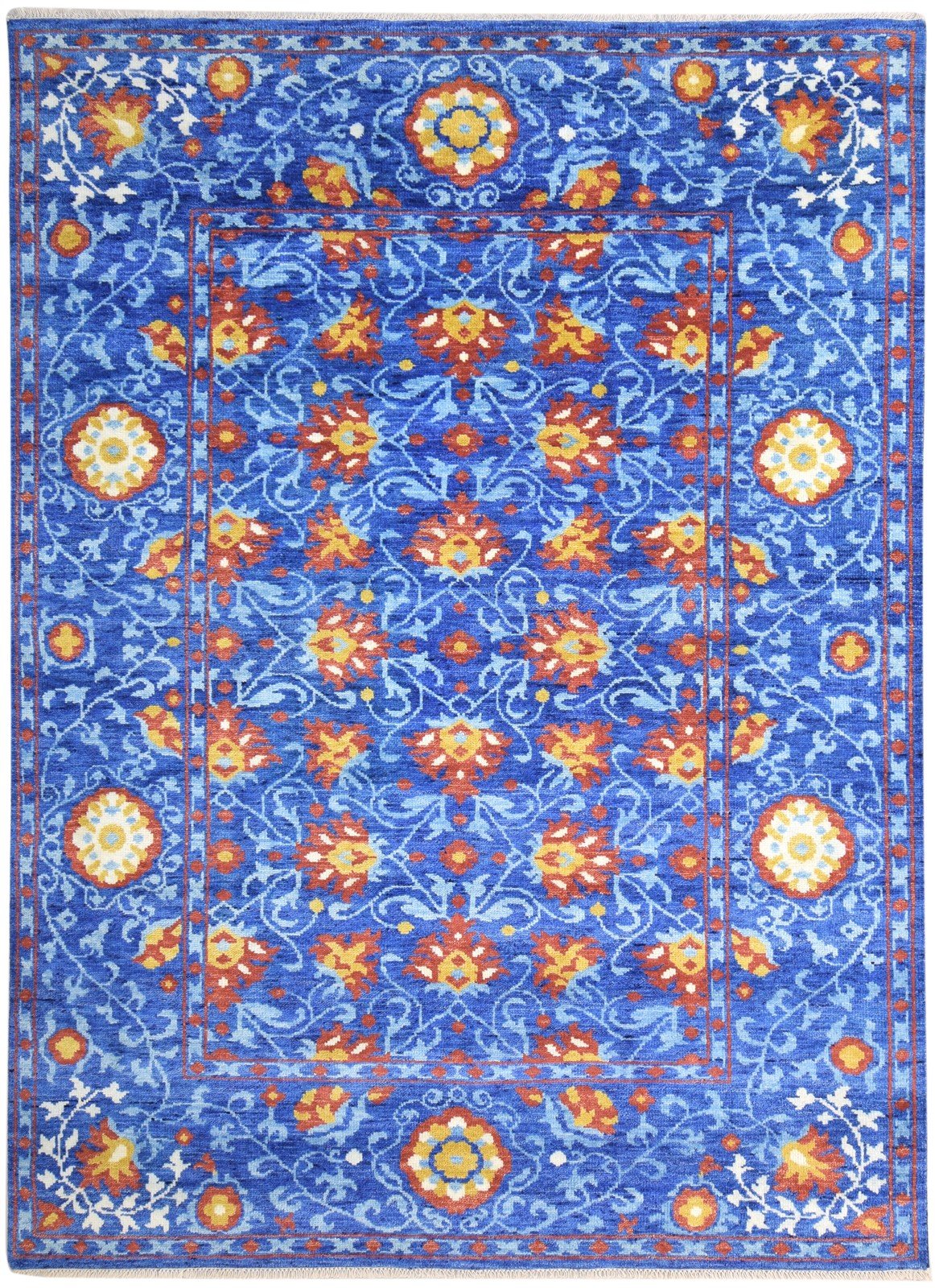 9' X 12' Rug Wool Blue Persian Hand Knotted Mughal Oriental Large Carpet   7864966742165