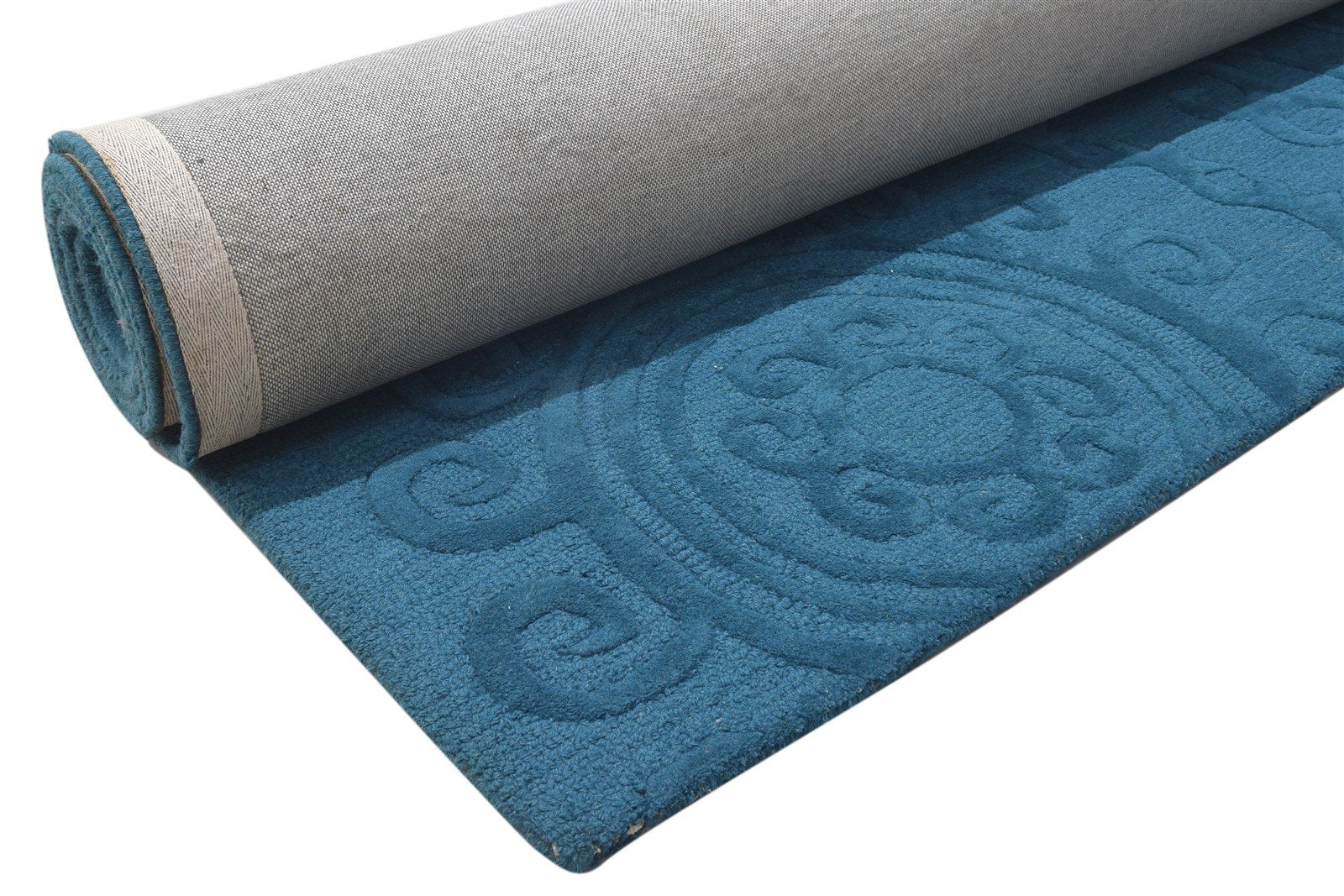 9' X 13' Rug Wool Blue Modern Hand Tufted French Circles Extra Large Carpet   7864142299285