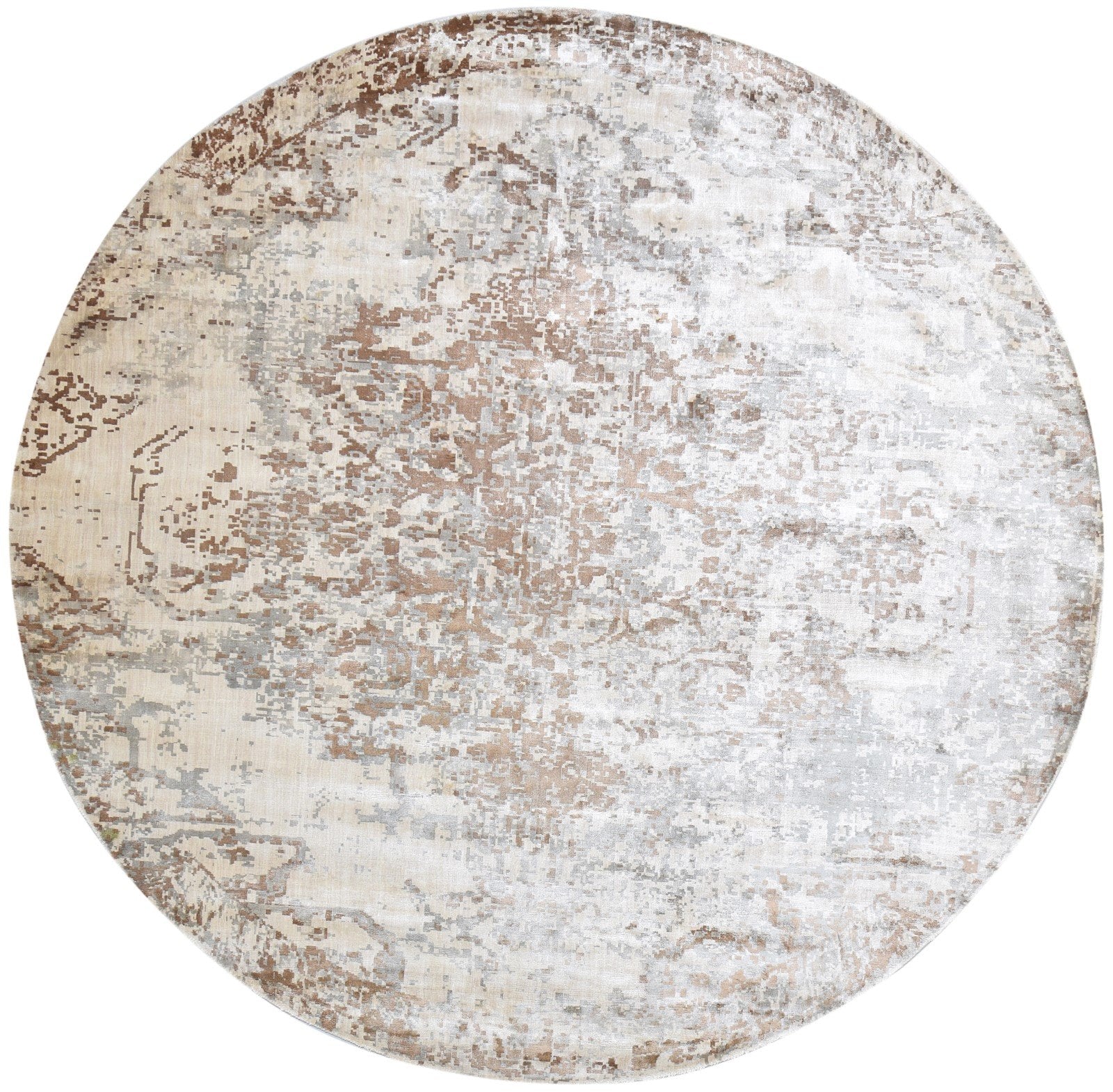 9' X 9' Rug Silk Brown Persian Handloom Heriz-Indian Abstract Large Carpet   7864821219477
