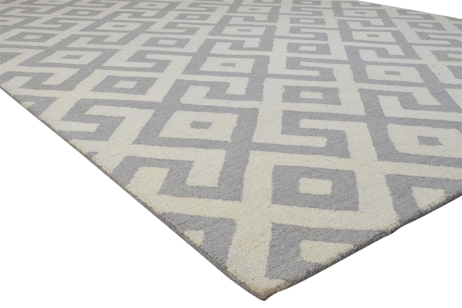 8' X 10' Rug Wool Grey Modern Hand Tufted Moroccan Geometric Large Carpet 