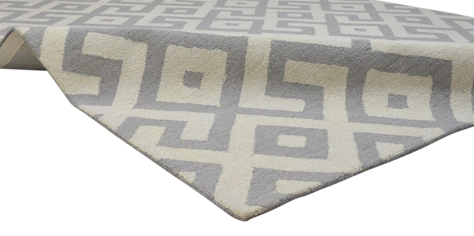 8' X 10' Rug Wool Grey Modern Hand Tufted Moroccan Geometric Large Carpet 