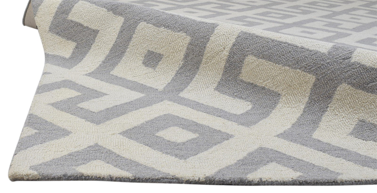 8' X 10' Rug Wool Grey Modern Hand Tufted Moroccan Geometric Large Carpet 