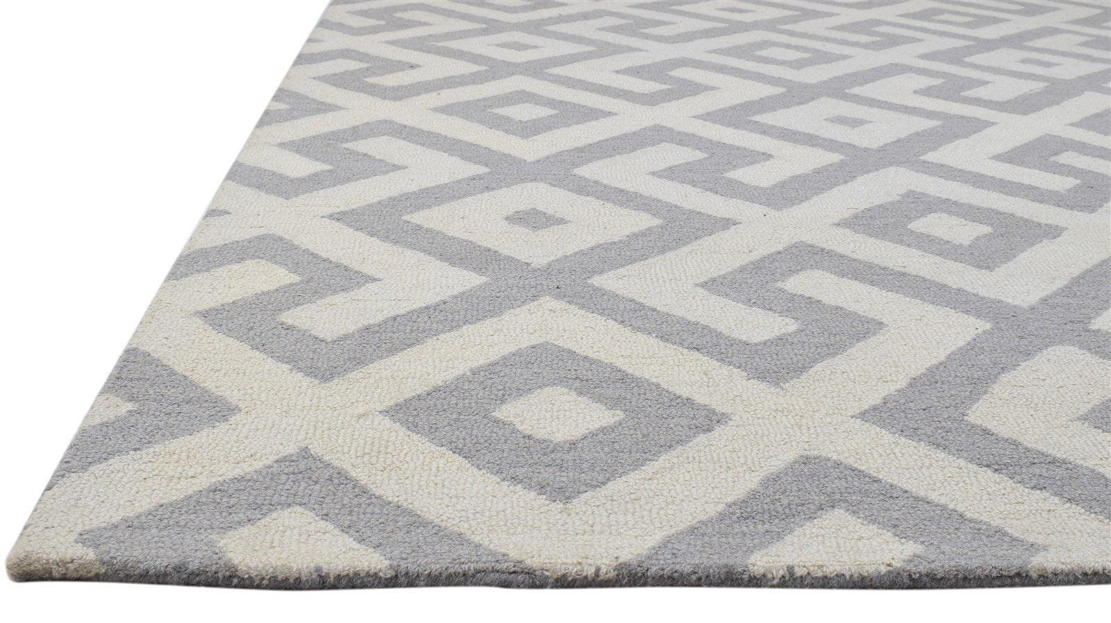 8' X 10' Rug Wool Grey Modern Hand Tufted Moroccan Geometric Large Carpet