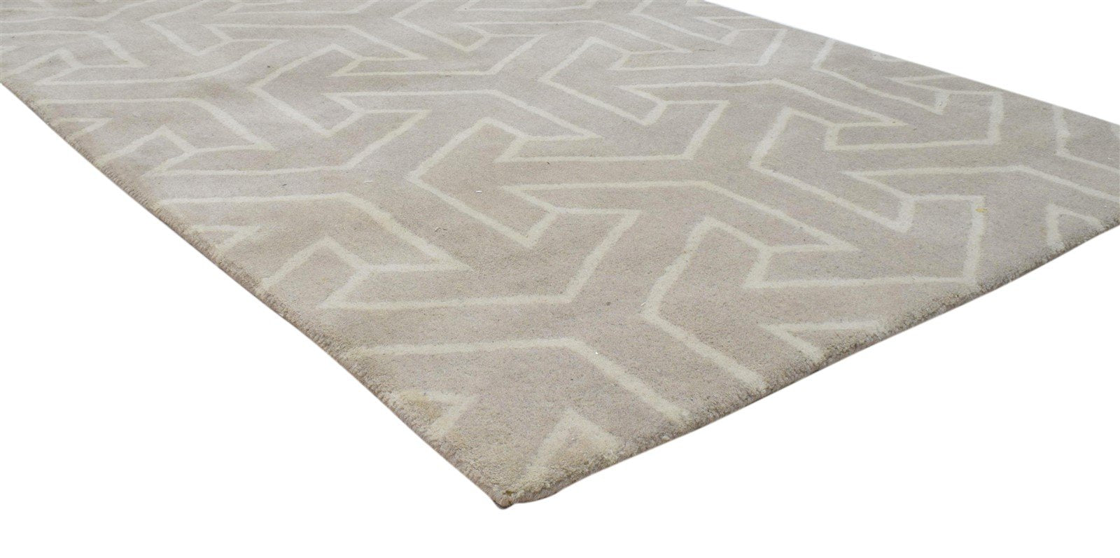 4' X 6' Rug Wool Beige Modern Hand Tufted Scandinavian Arrows Room Size Carpet 