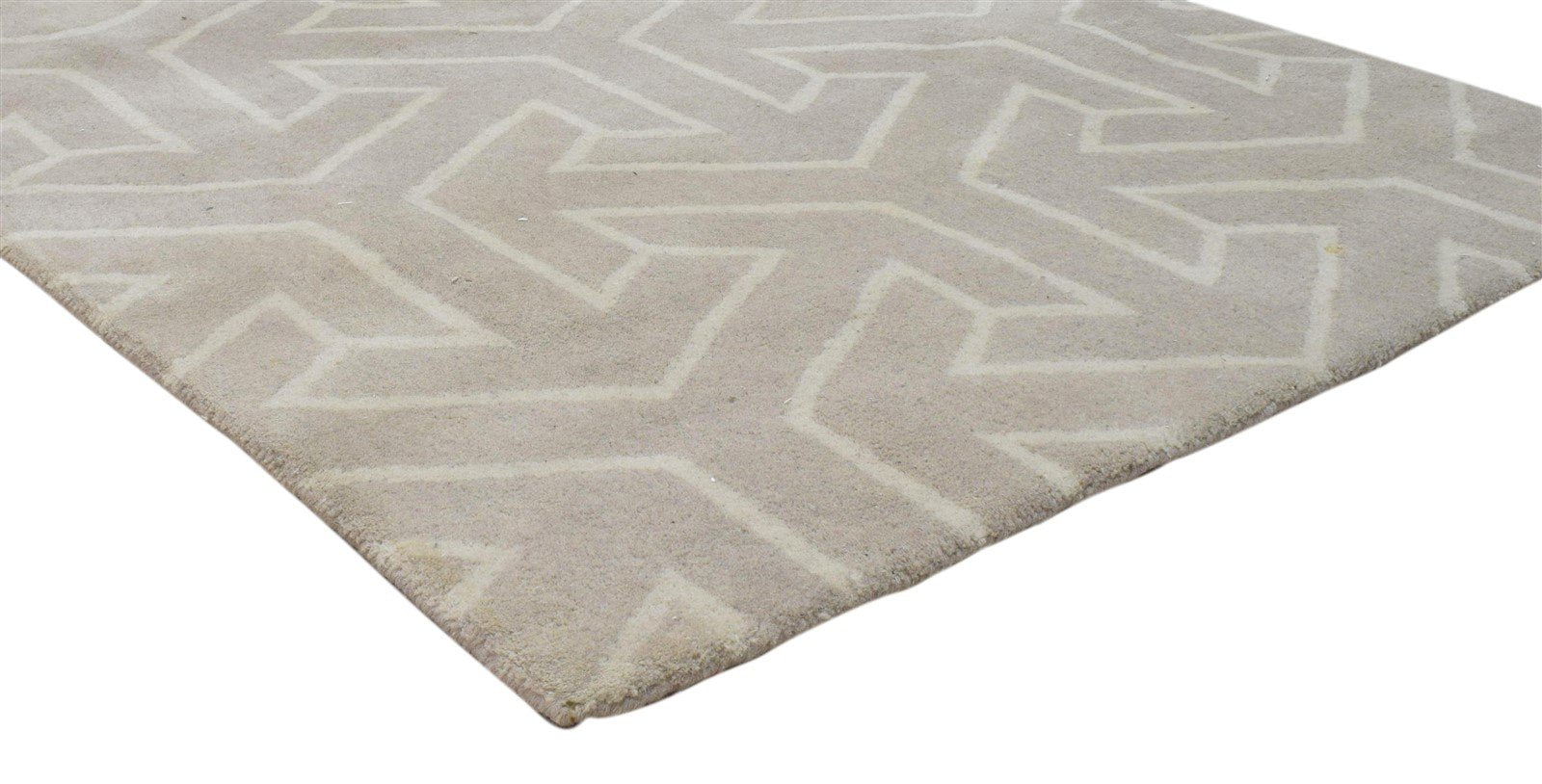 4' X 6' Rug Wool Beige Modern Hand Tufted Scandinavian Arrows Room Size Carpet 