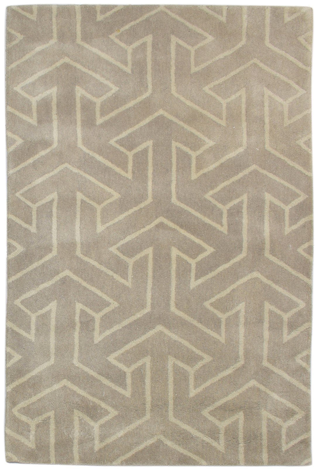 4' X 6' Rug Wool Beige Modern Hand Tufted Scandinavian Arrows Room Size Carpet 