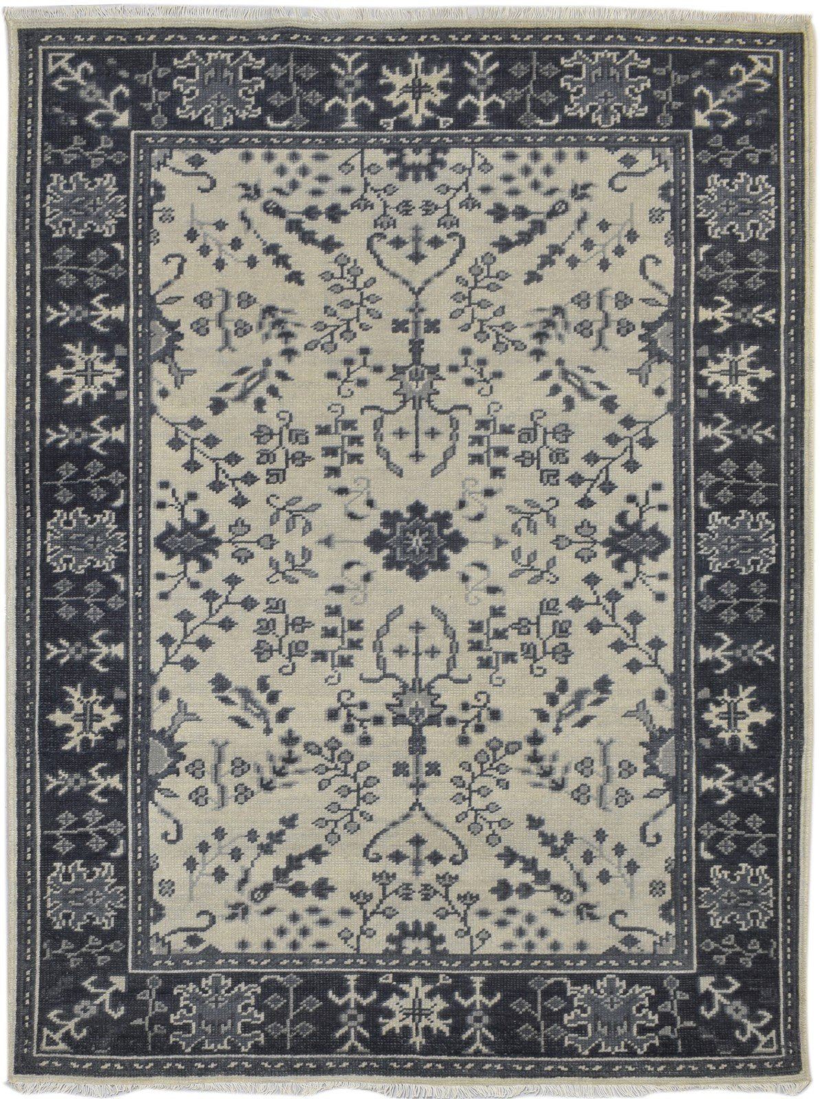 5X7 Rug Wool Grey Persian Hand Knotted Sarouk-Indian Oriental Room Size Carpet