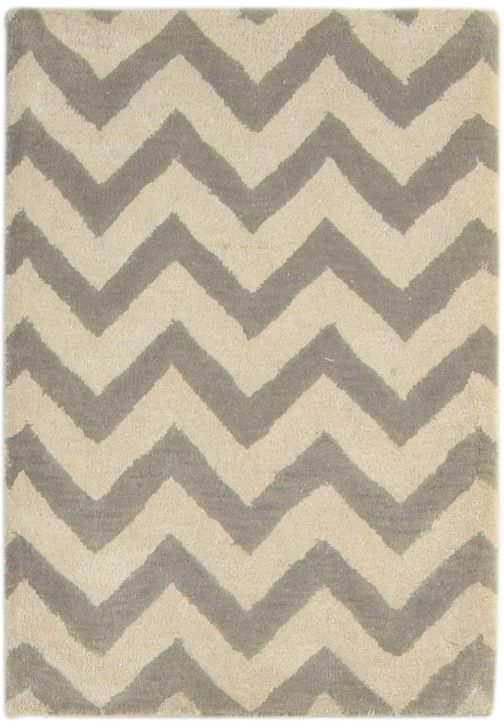 Wool Ivory Rug 2' X 3' Modern Hand Tufted French Chevron Small Carpet