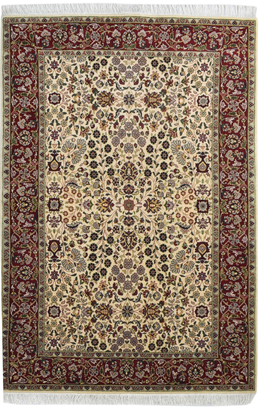 Wool Beige Rug 5' X 7' Persian Hand Knotted Kashan Oriental Room Size Carpet