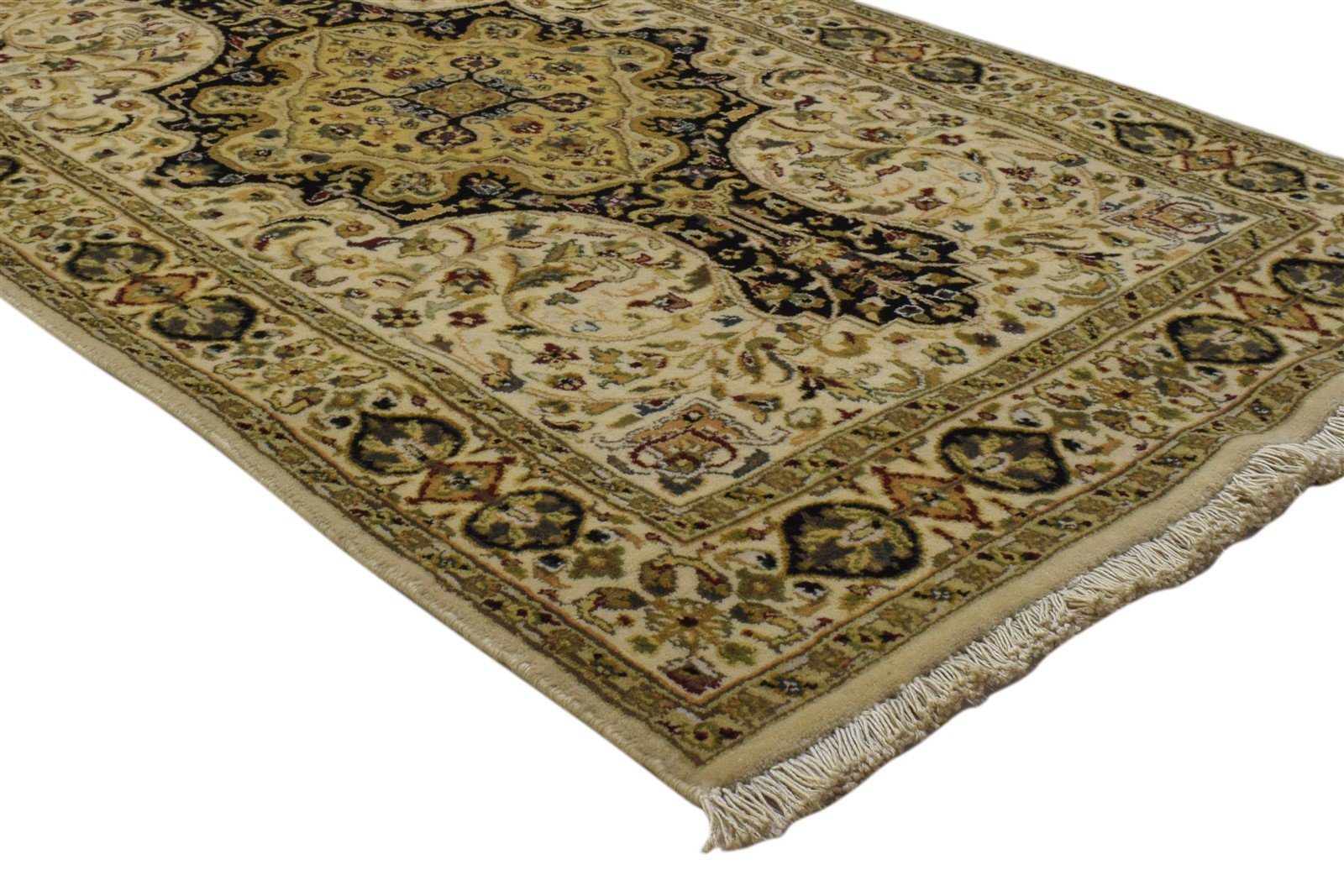 Hand Knotted Beige Wool Rug 3' X 5' Persian Nain Oriental Small Carpet 