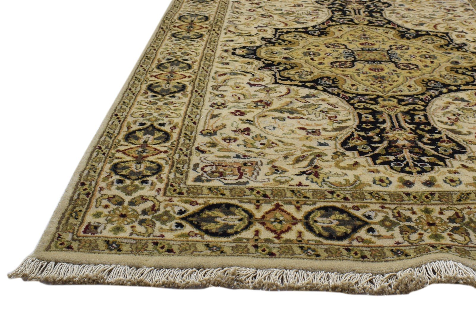 Hand Knotted Beige Wool Rug 3' X 5' Persian Nain Oriental Small Carpet 