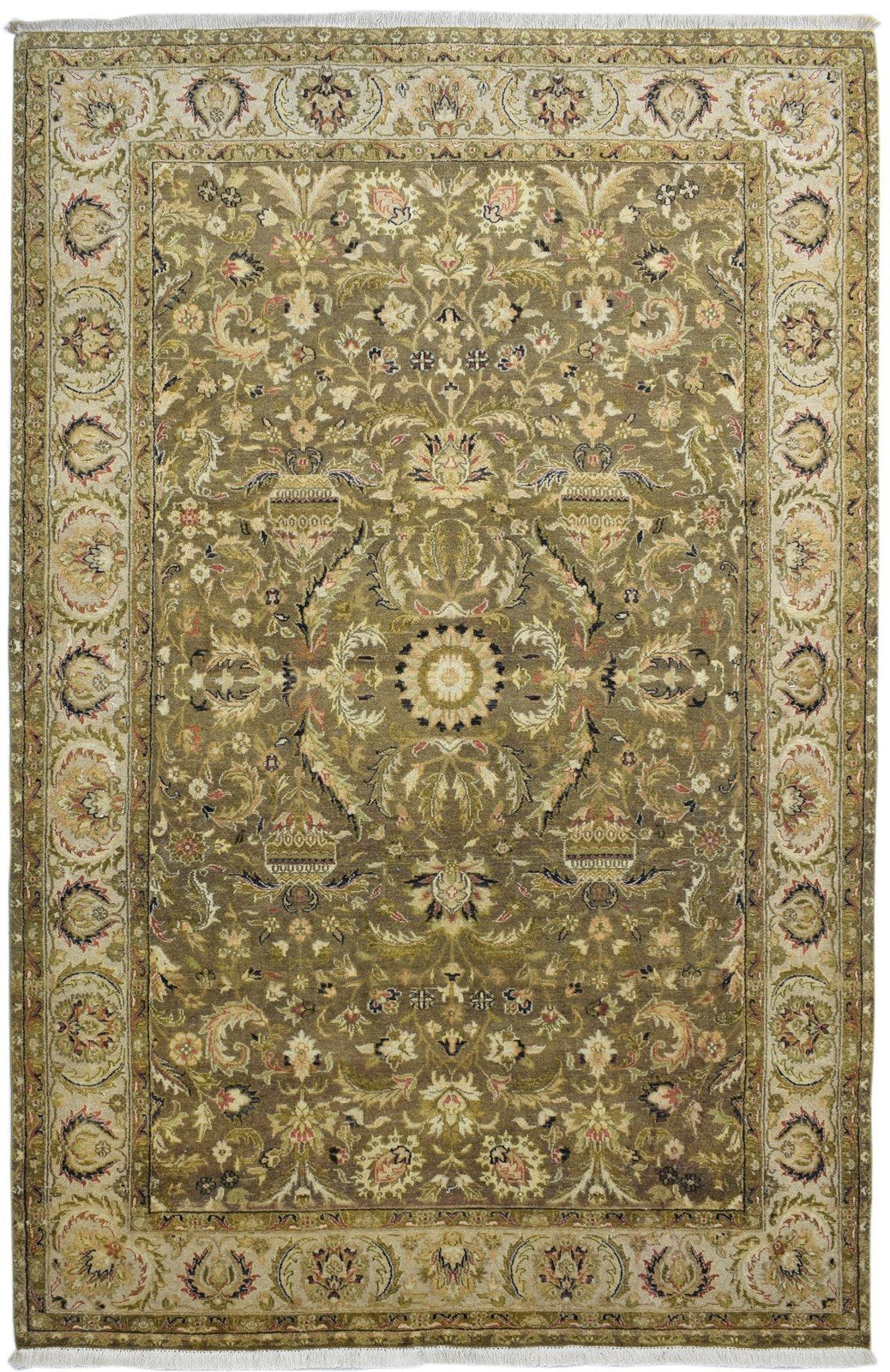 6' X 9' Rug Wool Brown Persian Hand Knotted Kashan Oriental Room Size Carpet 