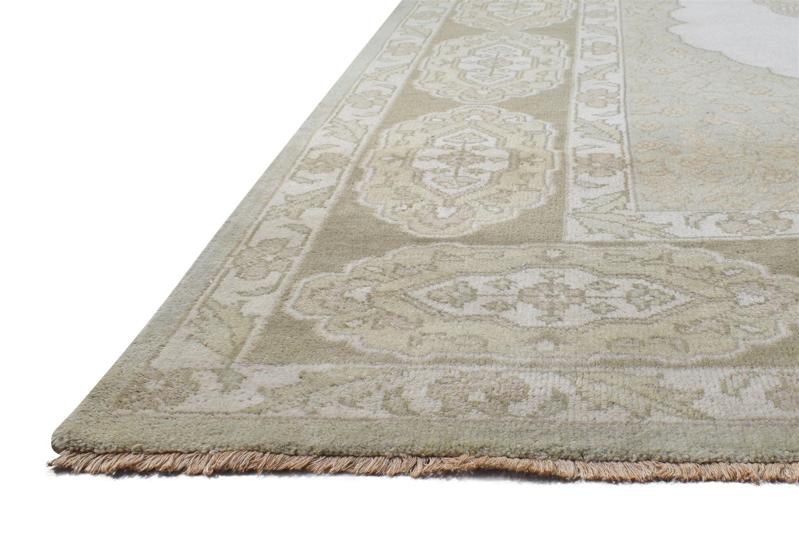9X12 Rug Wool Cream Persian Hand Knotted Oriental Medallion Extra Large Carpet   7865010618517
