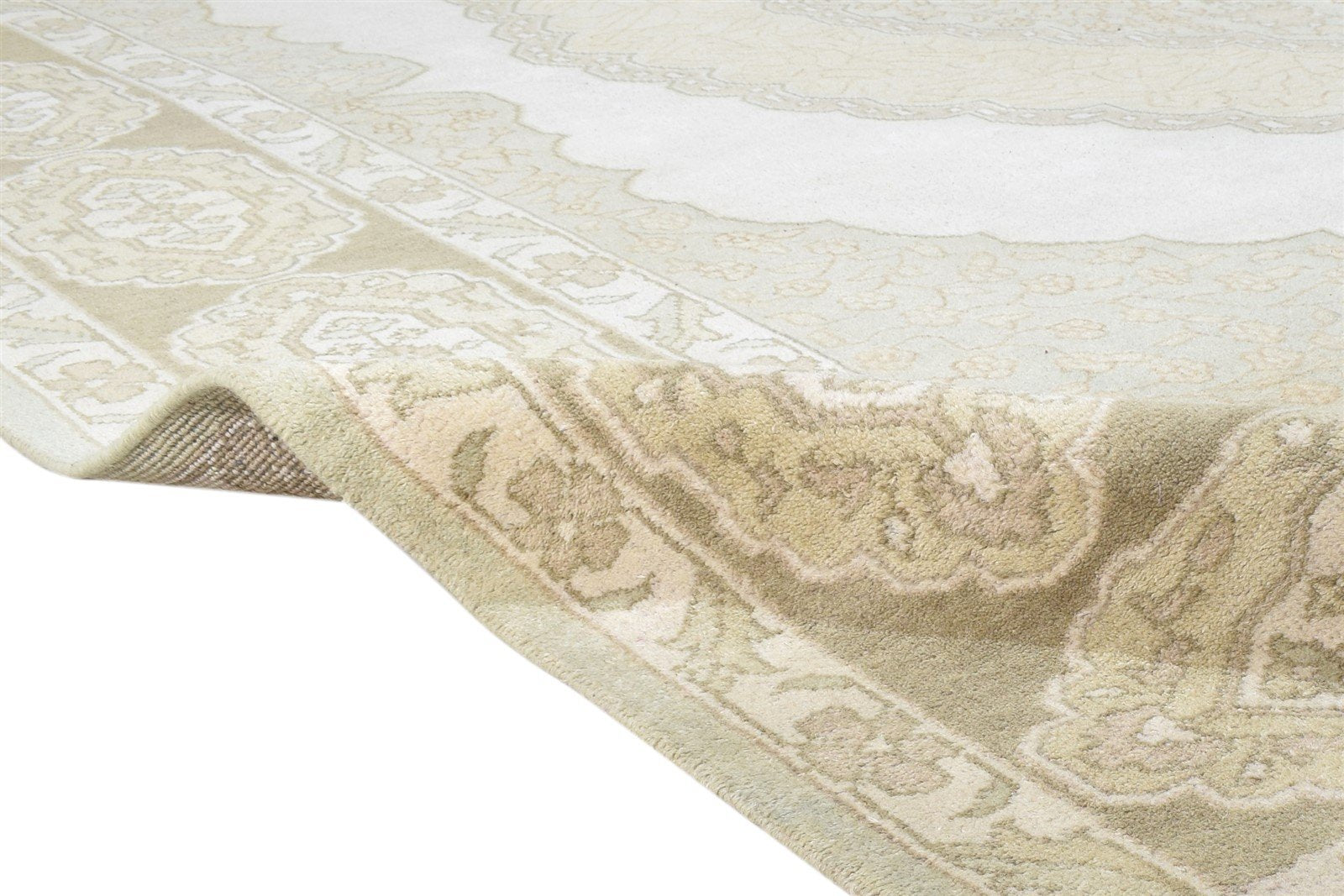 9X12 Rug Wool Cream Persian Hand Knotted Oriental Medallion Extra Large Carpet   7865010618517