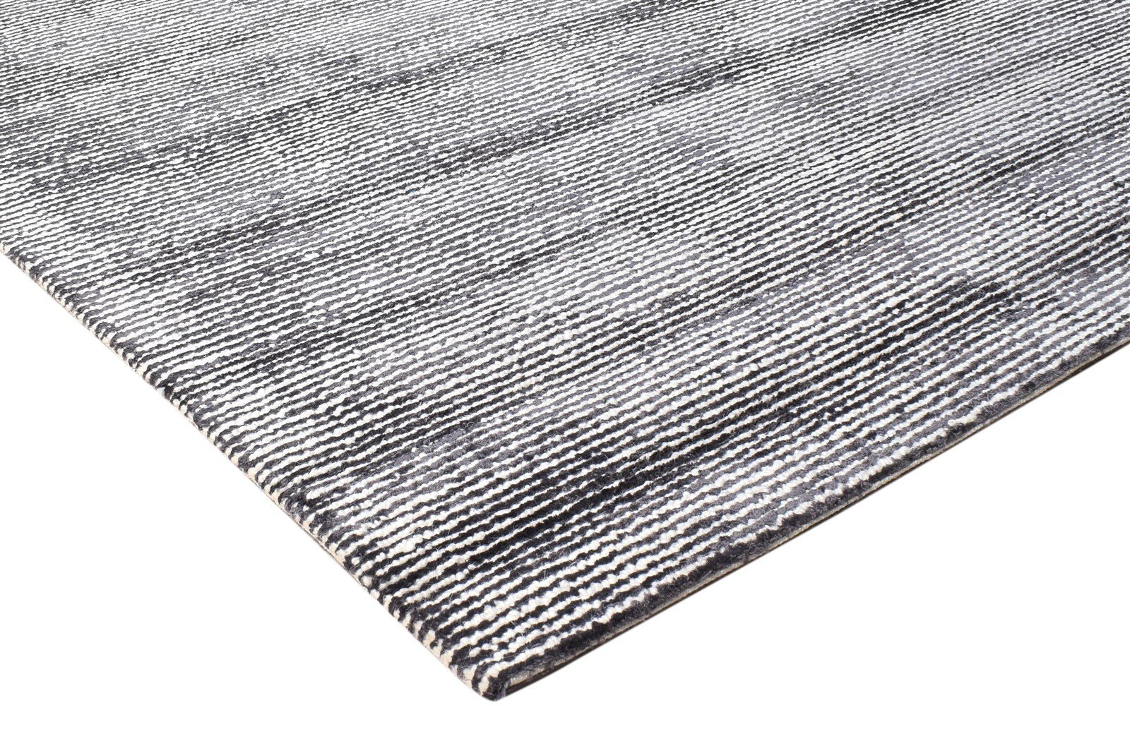 9X12 Rug Wool / Silk Black Modern Hand Tufted Scandinavian Striped Large Carpet   7865132548245