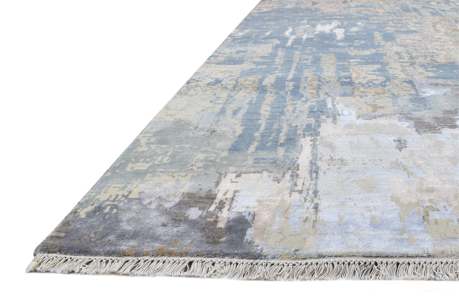 9X12 Rug Wool / Silk Blue Modern Hand Knotted American Abstract Large Carpet   7864622153877