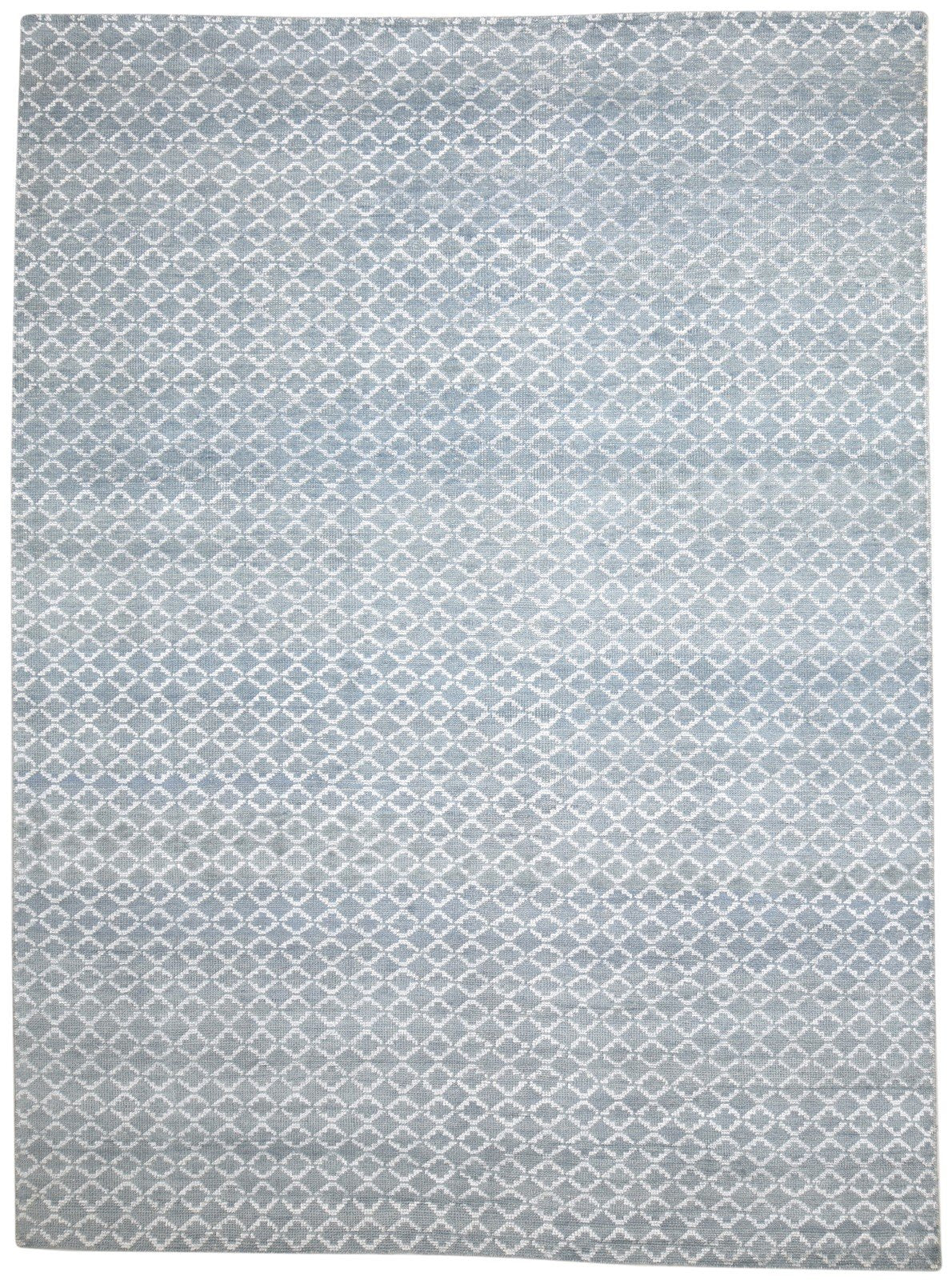 9X12 Rug Wool / Silk Dark Grey Modern Hand Knotted Scandinavian Trellis Large   7864344117397