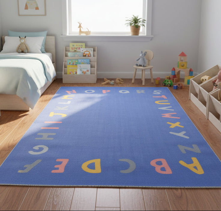 Abc Kids Rug Alphabet Kids Rug | Navy Blue ABC Learning Nursery Rug