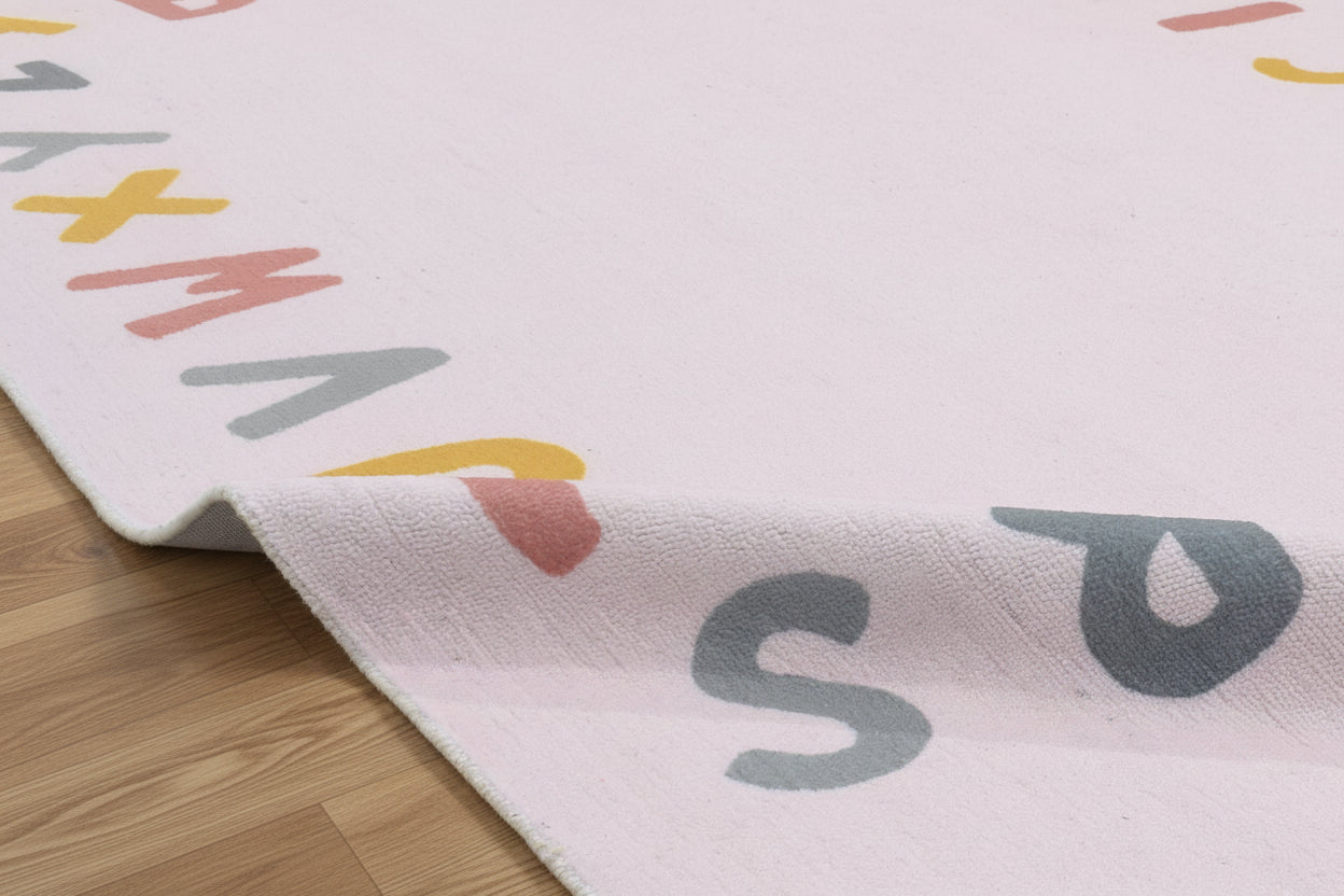 Alphabet Kids Rug | Soft Pink ABC Learning Nursery Rug   9122057093269