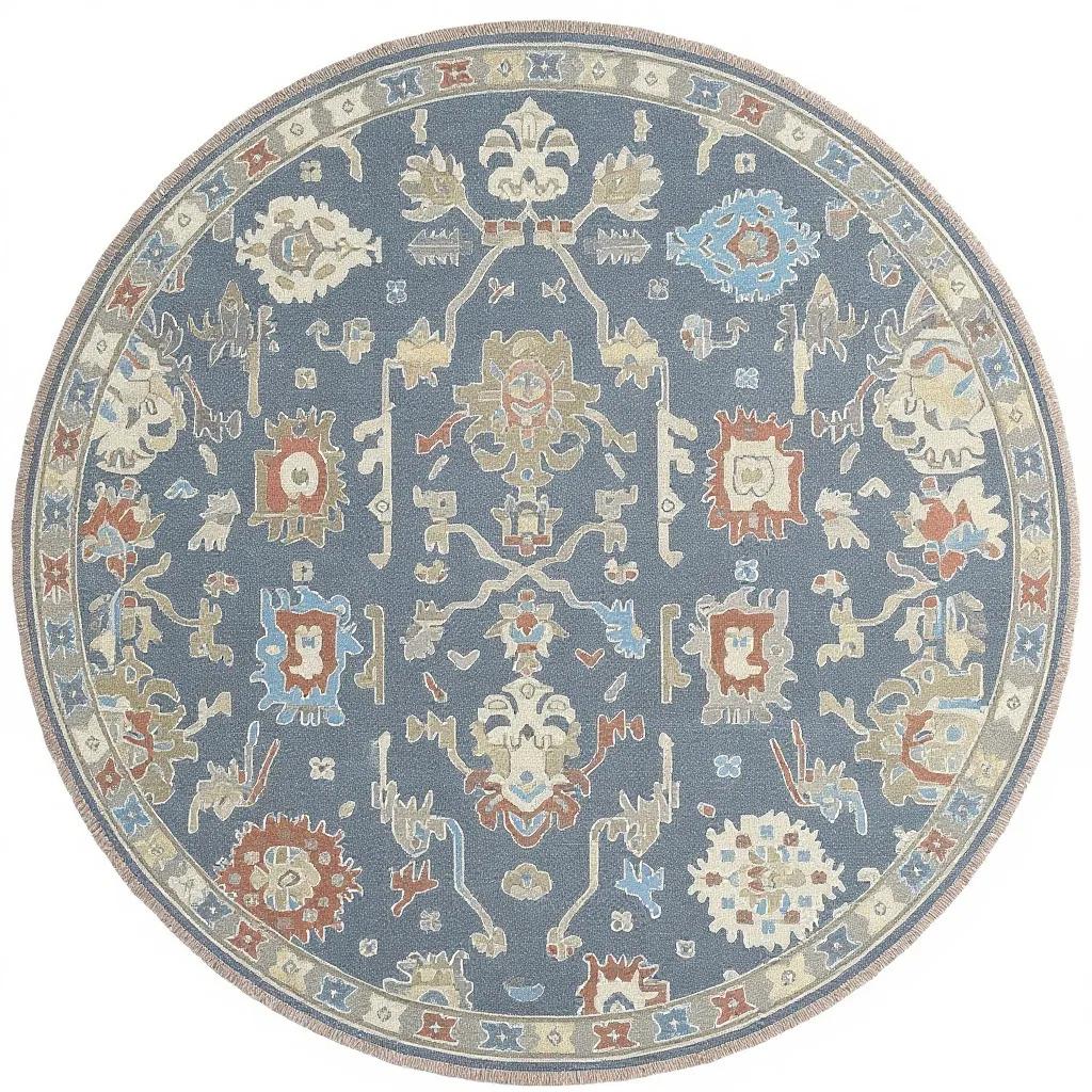 Anamika Wool Blue Navy Hand-Knotted Oushak Persian Rug   8881898946709