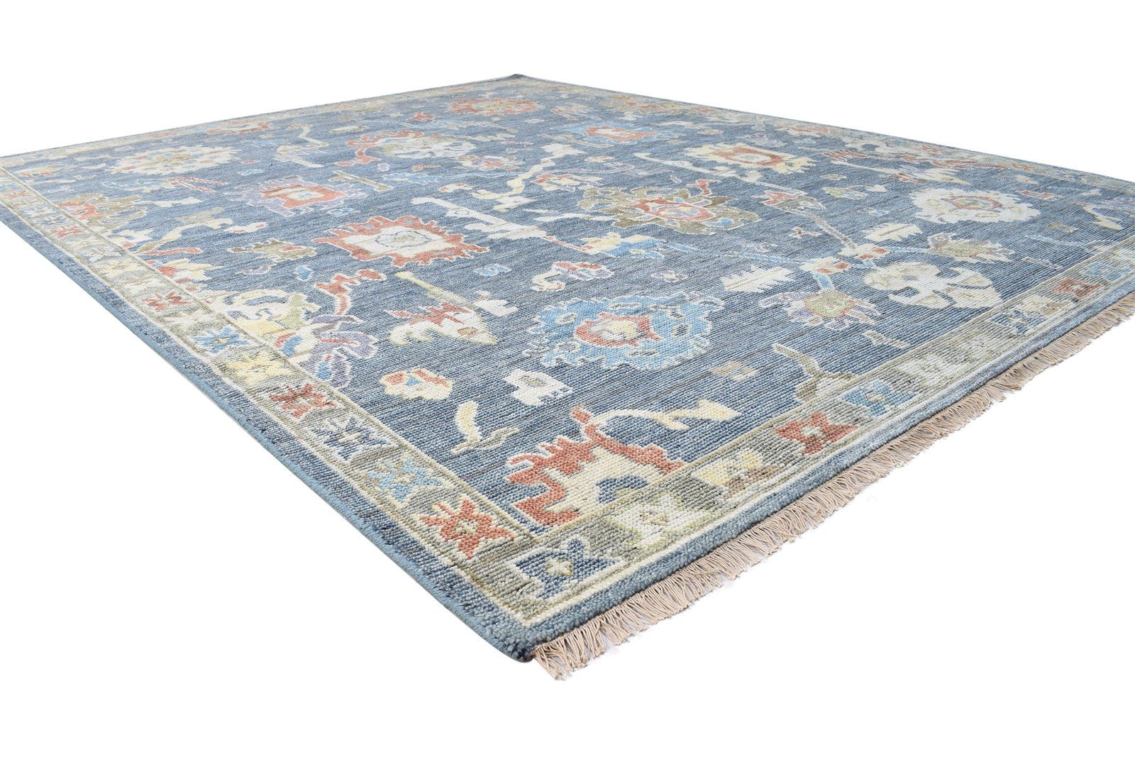 Anamika Wool Blue Navy Hand-Knotted Oushak Persian Rug   8881898946709
