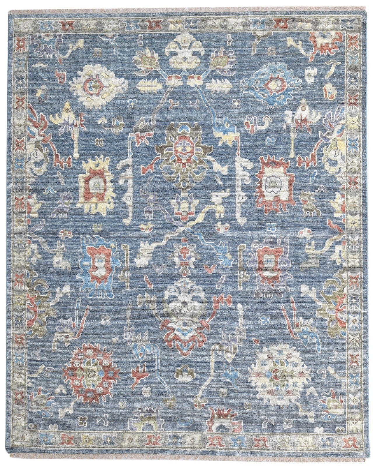 Anamika Wool Blue Navy Hand-Knotted Oushak Persian Rug   8881898946709