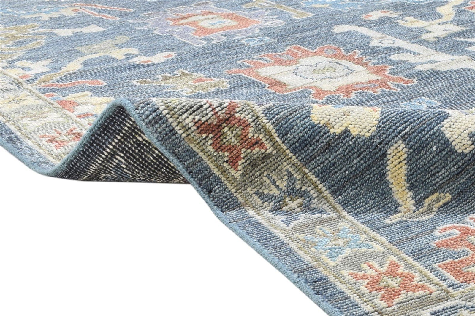 Anamika Wool Blue Navy Hand-Knotted Oushak Persian Rug   8881898946709