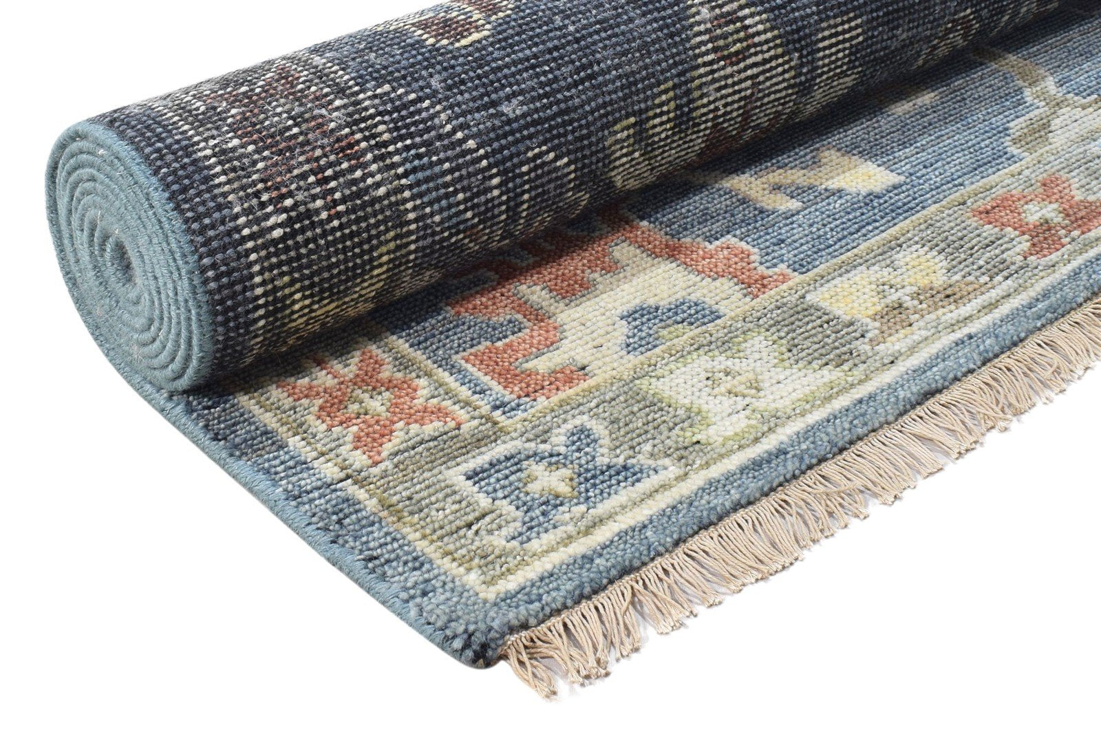 Anamika Wool Blue Navy Hand-Knotted Oushak Persian Rug   8881898946709