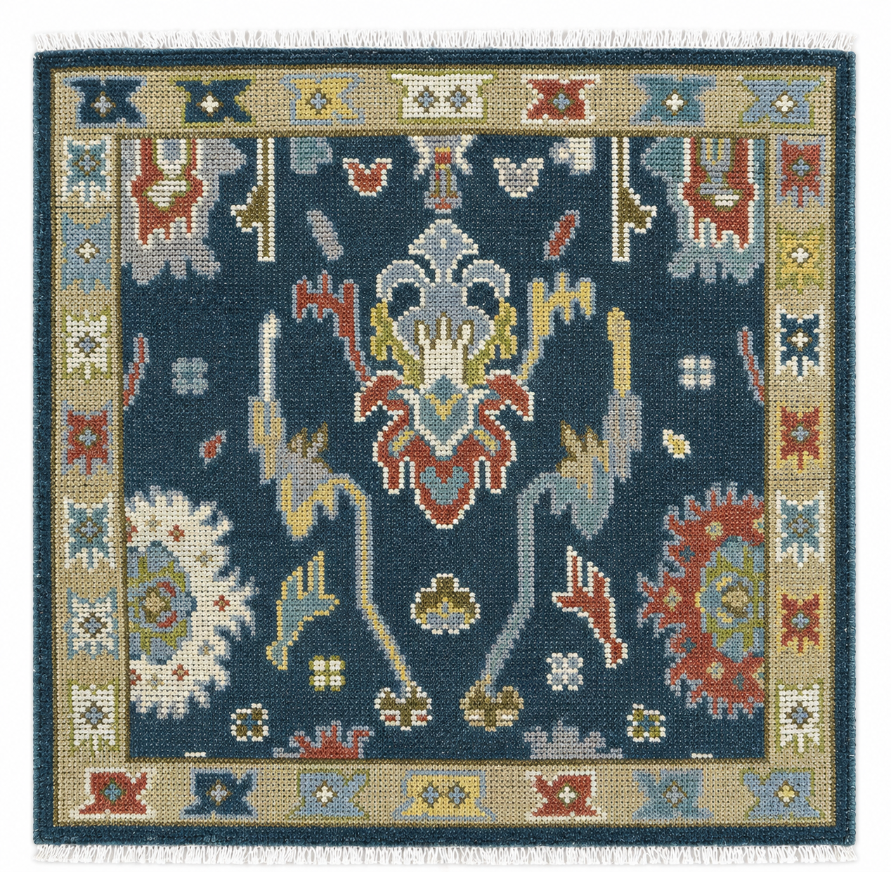Anamika Wool Blue Navy Hand-Knotted Oushak Persian Rug   8881898946709