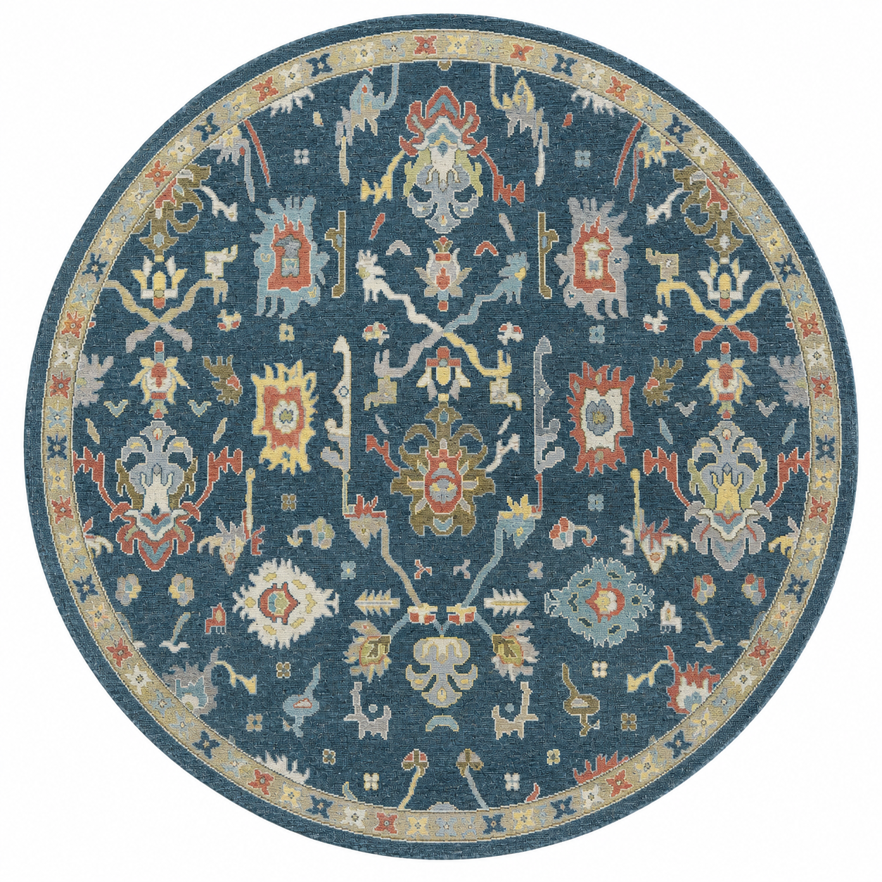 Anamika Wool Blue Navy Hand-Knotted Oushak Persian Rug   8881898946709