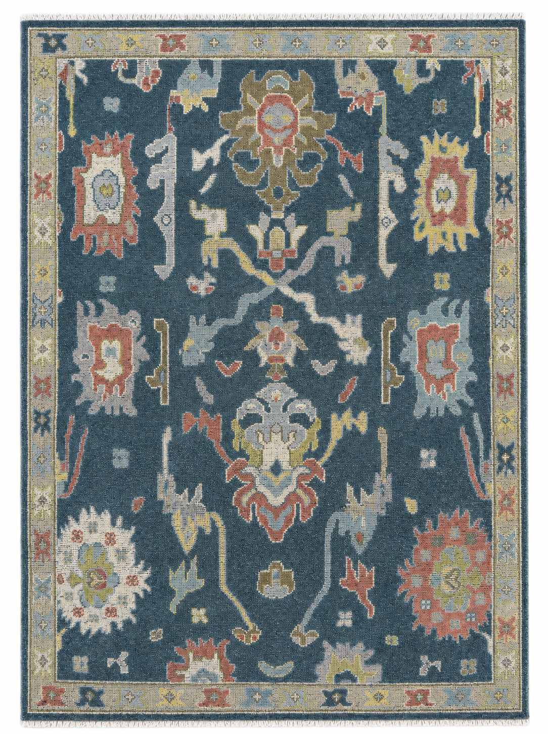Anamika Wool Blue Navy Hand-Knotted Oushak Persian Rug   8881898946709