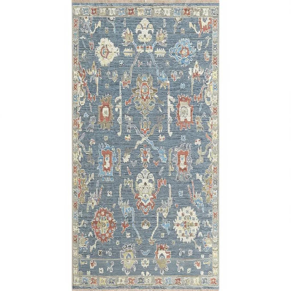 Anamika Wool Blue Navy Hand-Knotted Oushak Persian Rug   8881898946709