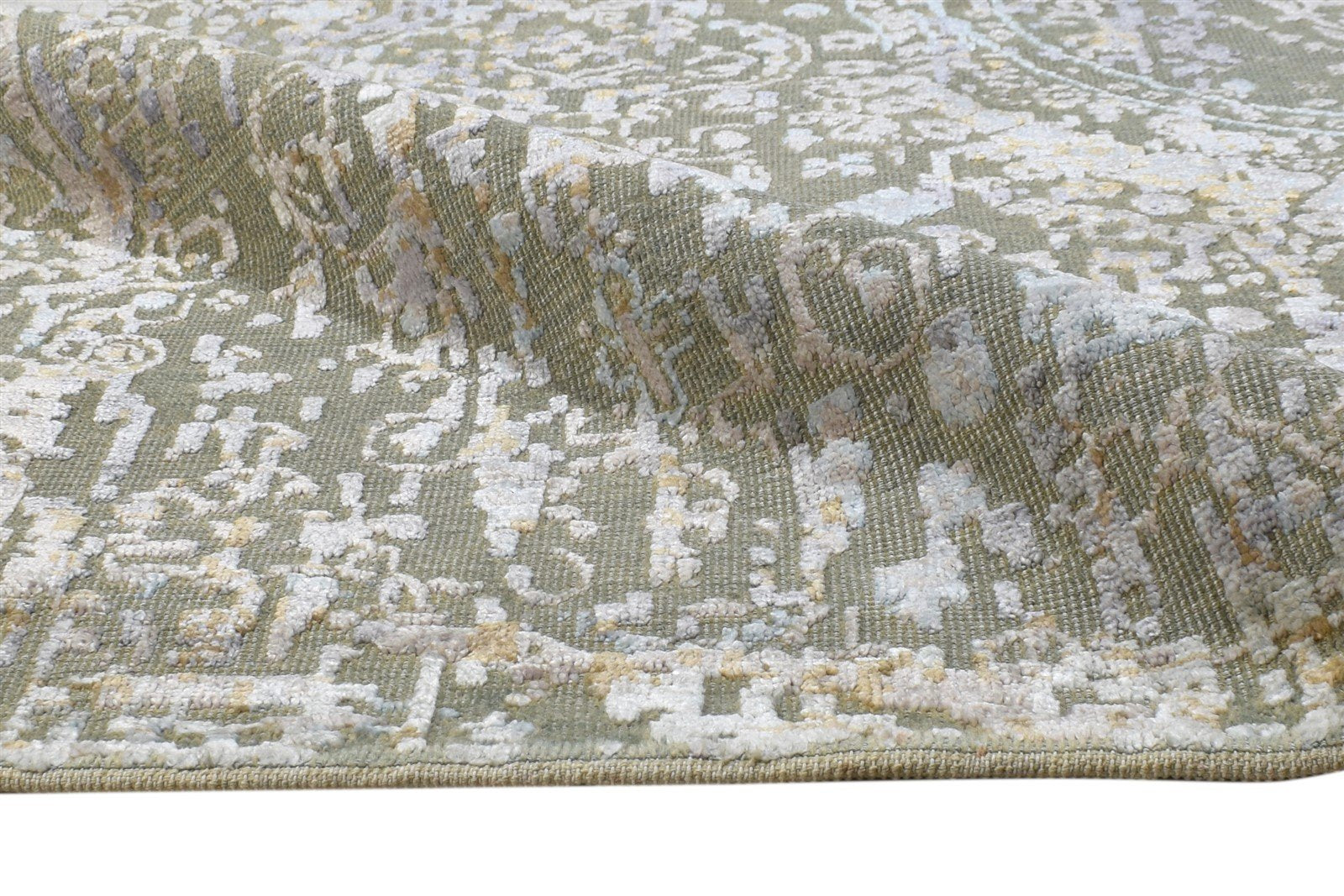 Anderea Hand Knotted Sage Wool / Silk Rug 5X8 Modern French Abstract   7864429838485