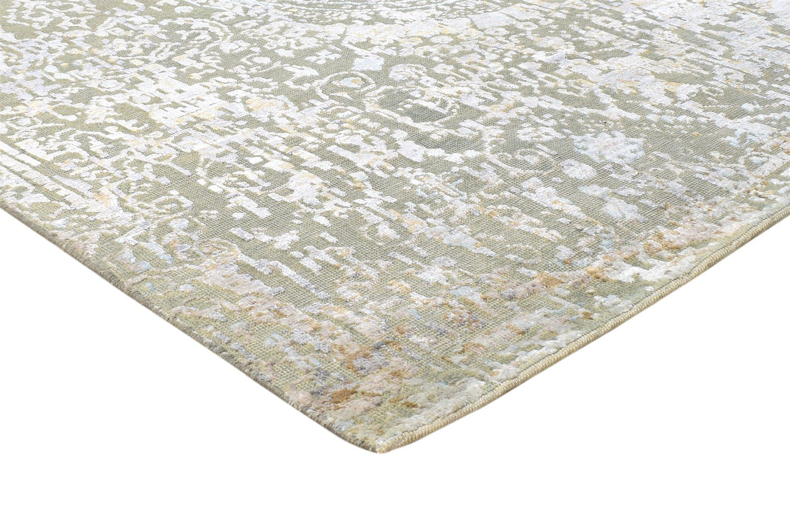 Anderea Hand Knotted Sage Wool / Silk Rug 5X8 Modern French Abstract   7864429838485