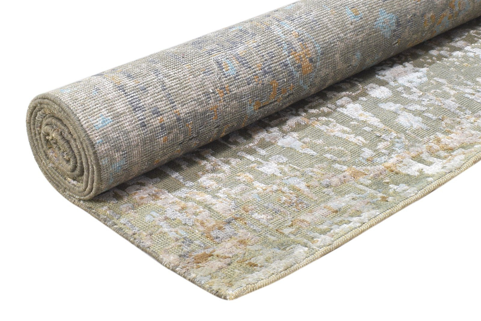 Anderea Hand Knotted Sage Wool / Silk Rug 5X8 Modern French Abstract   7864429838485