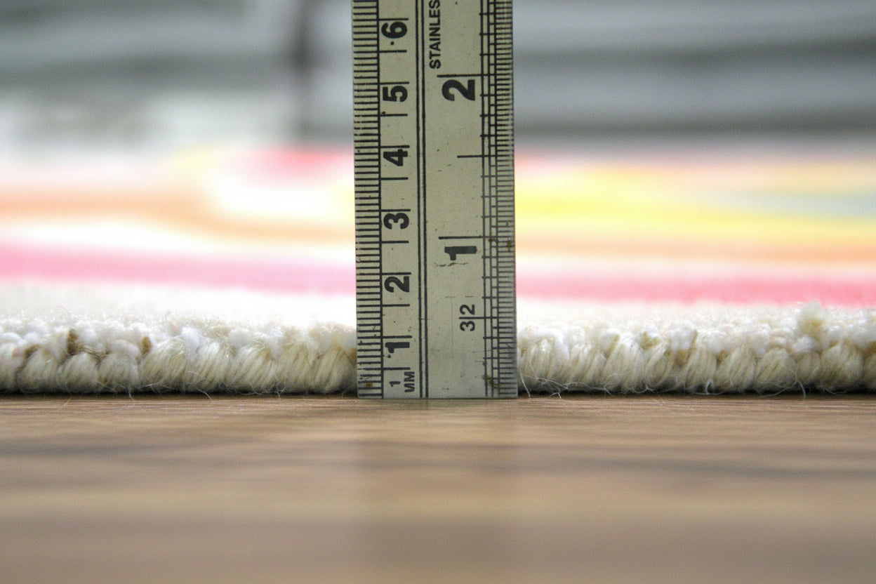 Anky Rainbow Beige Handmade Kids Nursery Plush Soft Rug   9014450880661