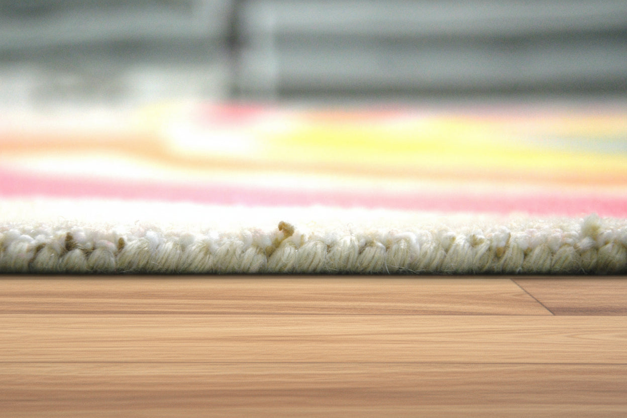 Anky Rainbow Beige Handmade Kids Nursery Plush Soft Rug   9014450880661