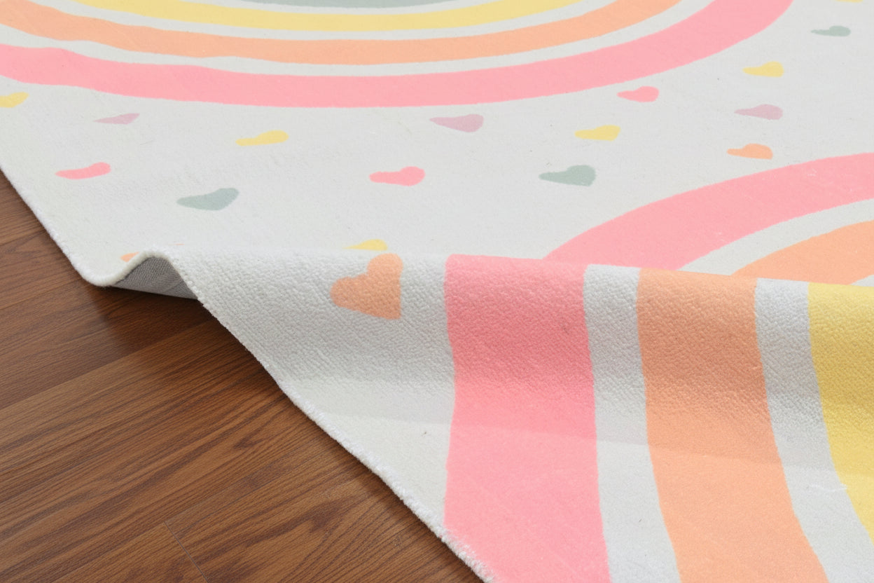 Anky Rainbow Light Blue Handmade Kids Nursery Plush Soft Rug   9032593670293