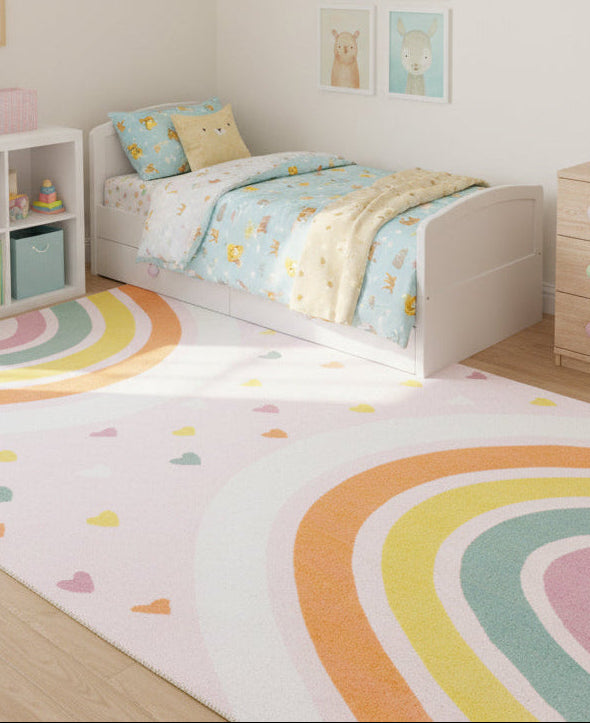 Anky Rainbow Pink Handmade Kids Nursery Plush Soft Rug   9006423703701