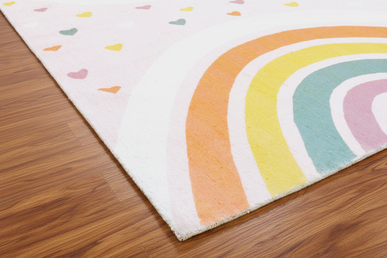 Anky Rainbow Pink Handmade Kids Nursery Plush Soft Rug   9006423703701