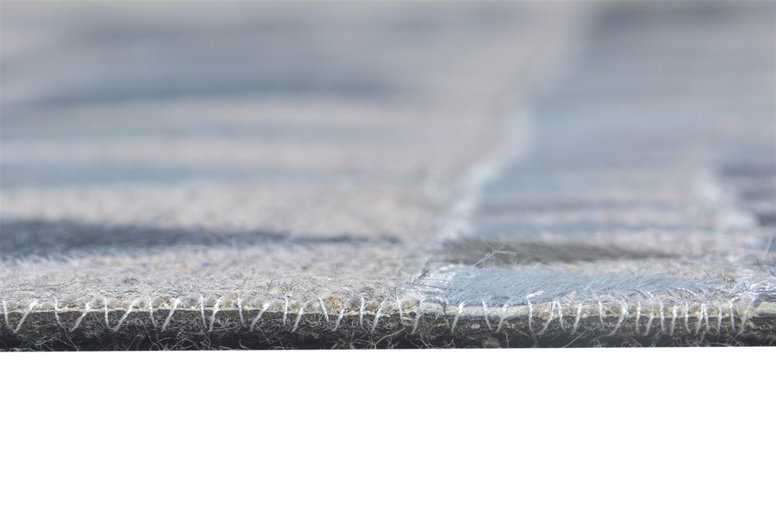 Anne-Marie Hand Woven Blue Leather / Cotton Rug 5X8 Modern Scandinavian Triangles   7864947277973
