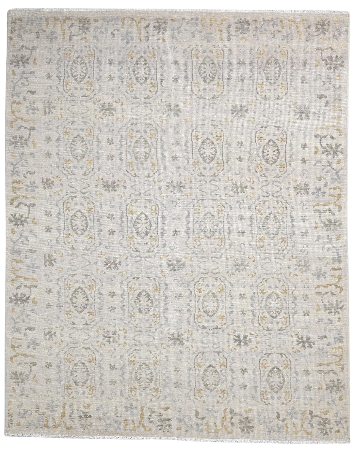 Antara Hand-Knotted Anatolian Oushak Wool Rug – Medallion Beige / Gray Oriental Area Rug   9223270465685