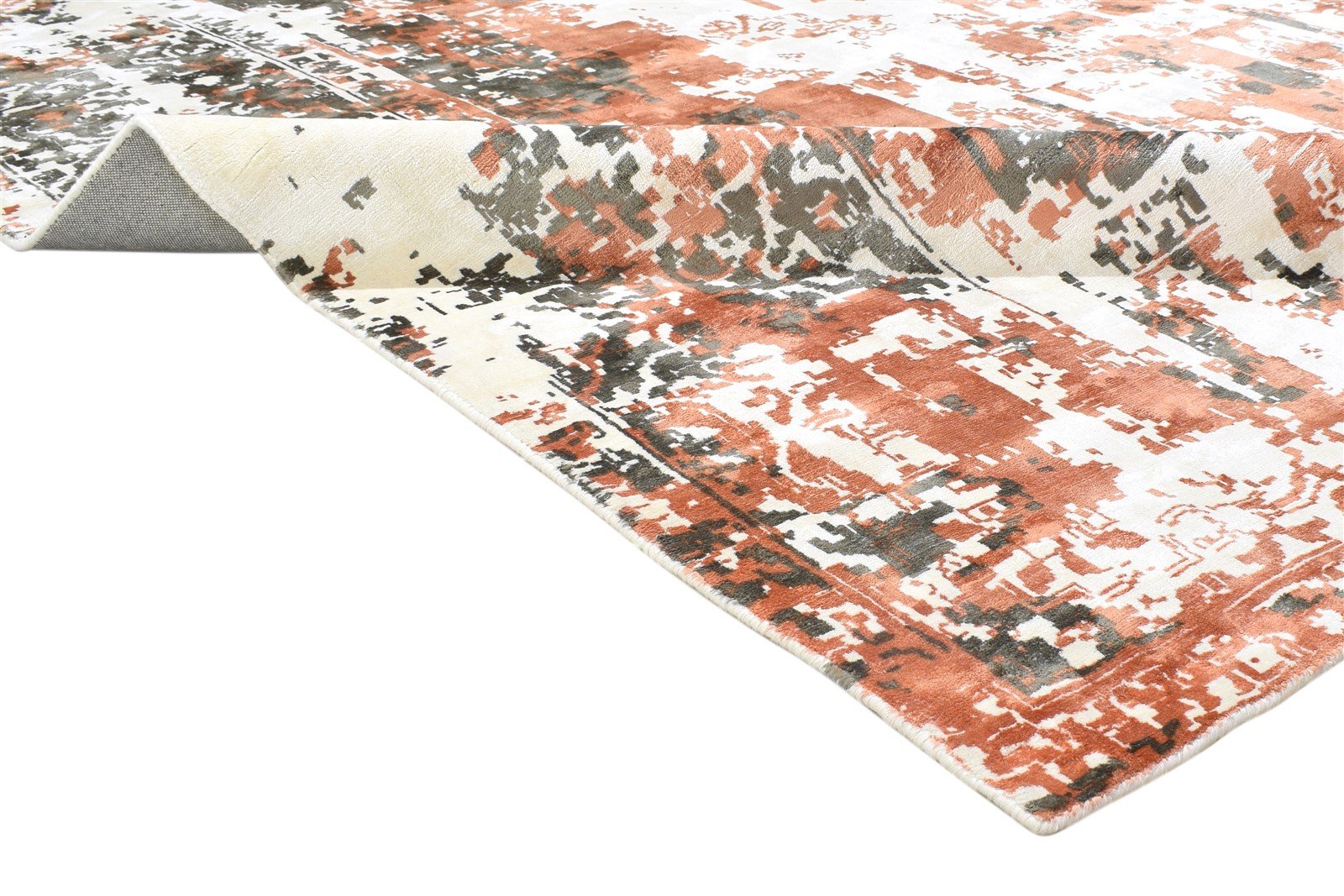 Art Silk Orange Rug 9' X 9' Modern Handloom Abadeh Abstract Large Square   7864092557461